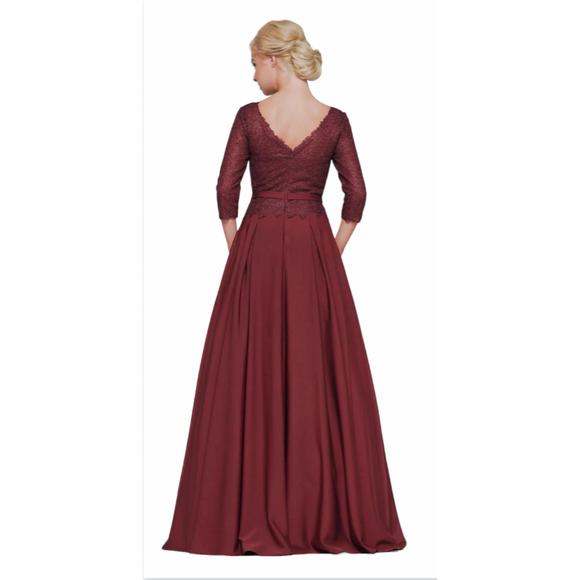 NEW MARSONI BY COLORS long sleeves chiffon gown in red - Picture 2 of 2